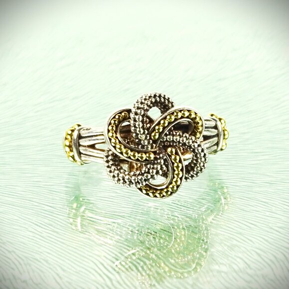 LAGOS Beautiful Sterling & 18K  Yellow Gold Love Knot Ring Size 7 - Picture 6 of 12
